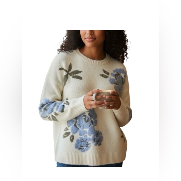 Ted Baker Soft Marshmallow Blue Jack Yard Women’s Floral Sweater Sz S M NWT